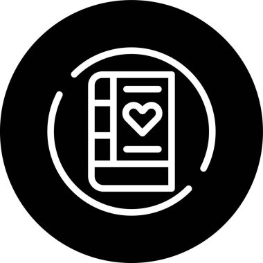 Book Heart Line ters çevrilmiş çember. Web Kullanımı için Vektör İllüstrasyonu