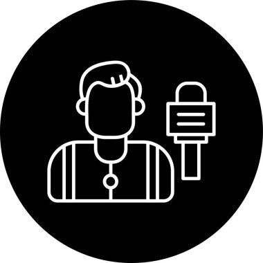 Journalist Line inverted circle. Vector Illustration For Web Use