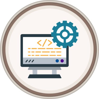 Web Geliştirme Flat etiketi. Web Kullanımı için Vektör İllüstrasyonu