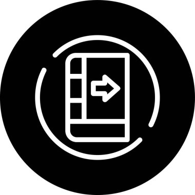 Book-arrow-right Line inverted circle. Vector Illustration For Web Use