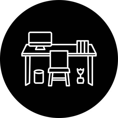 Office Space Line inverted circle. Vector Illustration For Web Use