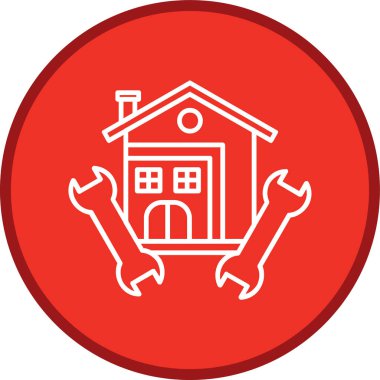 Ev Onarım Hattı çoklu daire. Web Kullanımı için Vektör İllüstrasyonu