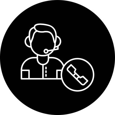 Call Center Line inverted circle. Vector Illustration For Web Use