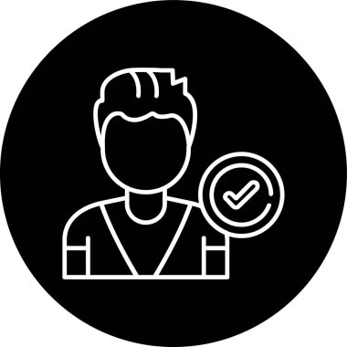 Account Verification Line inverted circle. Vector Illustration For Web Use