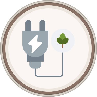 Eco Electric Flat etiketi. Web Kullanımı için Vektör İllüstrasyonu