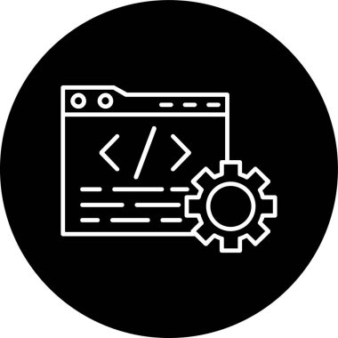 Web Development Line inverted circle. Vector Illustration For Web Use