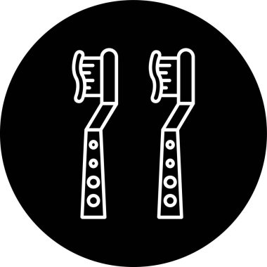 Electric Toothbrush Line inverted circle. Vector Illustration For Web Use