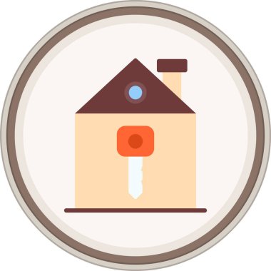 Kapı Anahtarı Düz çıkartması. Web Kullanımı için Vektör İllüstrasyonu