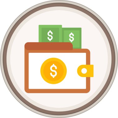 Cüzdan düz etiketi. Web Kullanımı için Vektör İllüstrasyonu