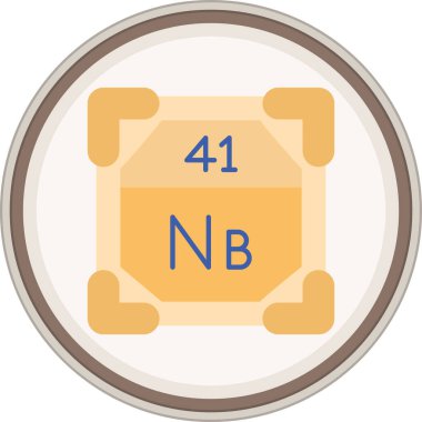 Niyobiyum yassı çıkartma. Web Kullanımı için Vektör İllüstrasyonu