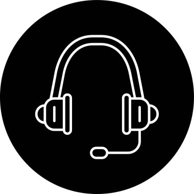 Headphone Line inverted circle. Vector Illustration For Web Use