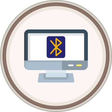 Bluetooth yassı çıkartması. Web Kullanımı için Vektör İllüstrasyonu