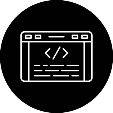 Code Line inverted circle. Vector Illustration For Web Use