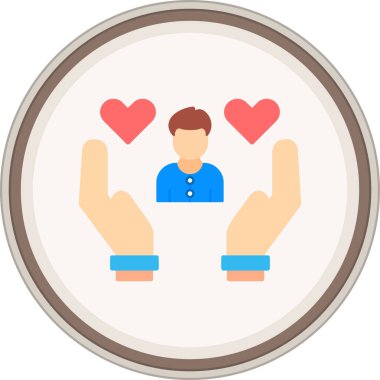 Care Flat çıkartması. Web Kullanımı için Vektör İllüstrasyonu