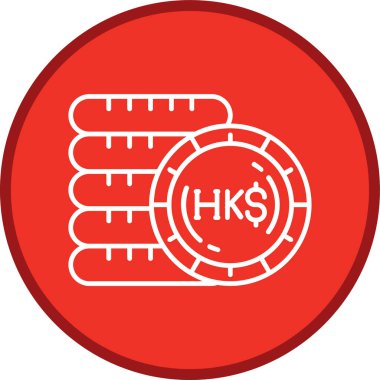Hong Kong Dolar Hattı çoklu daire. Web Kullanımı için Vektör İllüstrasyonu