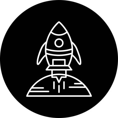Rocket Line inverted circle. Vector Illustration For Web Use