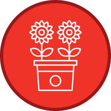 Flowerpot Line çok daireli. Web Kullanımı için Vektör İllüstrasyonu