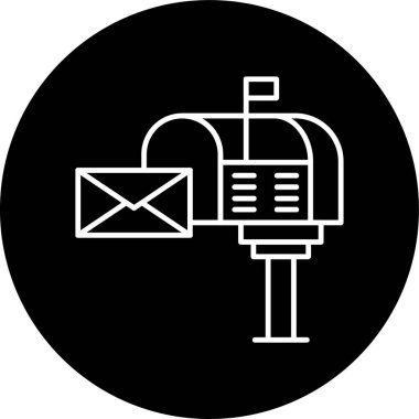 Mailbox Line inverted circle. Vector Illustration For Web Use