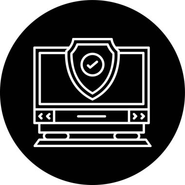 Monitor Line inverted circle. Vector Illustration For Web Use