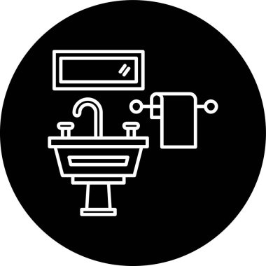 Bathroom Line inverted circle. Vector Illustration For Web Use