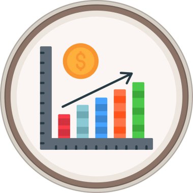 Profits Flat sticker. Vector Illustration For Web Use