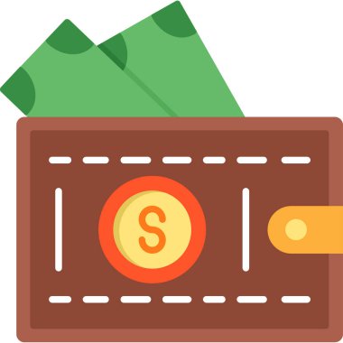 Wallet Flat sticker. Vector Illustration For Web Use