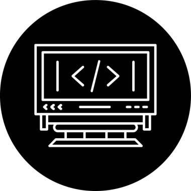 Coding Line inverted circle. Vector Illustration For Web Use