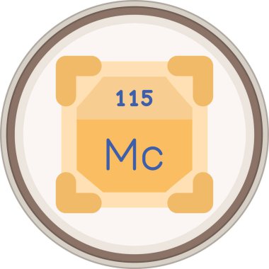 Moscovium yassı çıkartması. Web Kullanımı için Vektör İllüstrasyonu