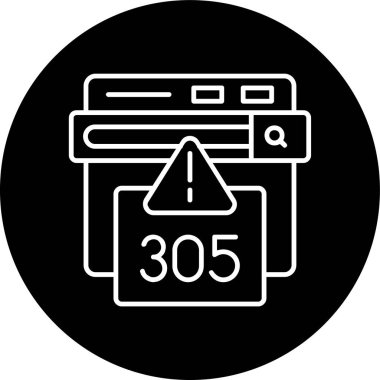 305 Hata Hatası ters çevrilmiş çember. Web Kullanımı için Vektör İllüstrasyonu