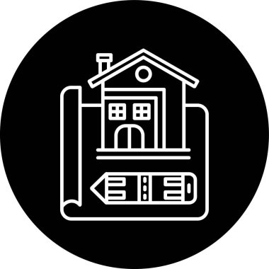 Ev Tasarım Hattı ters dönmüş daire. Web Kullanımı için Vektör İllüstrasyonu