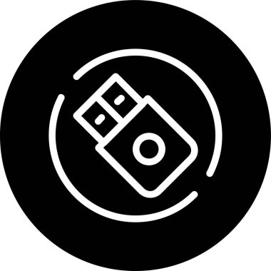 Usb-pendrive Hattı ters çevrilmiş daire. Web Kullanımı için Vektör İllüstrasyonu