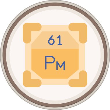 Promethium yassı çıkartması. Web Kullanımı için Vektör İllüstrasyonu