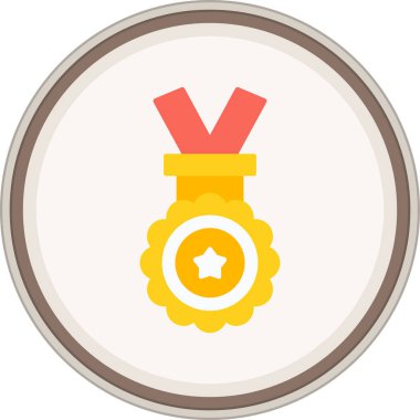 Madalyalı düz çıkartma. Web Kullanımı için Vektör İllüstrasyonu