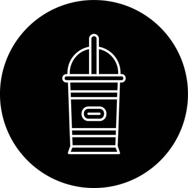 Milkshake Line inverted circle. Vector Illustration For Web Use