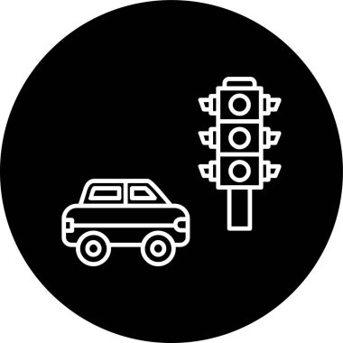 Traffic Lights Line inverted circle. Vector Illustration For Web Use