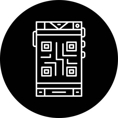 Qr Kod Çizgisi ters çevrilmiş çember. Web Kullanımı için Vektör İllüstrasyonu