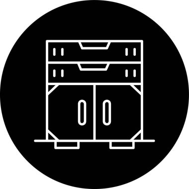 Drawer Line inverted circle. Vector Illustration For Web Use