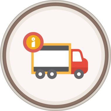 Teslimat Van Düz çıkartması. Web Kullanımı için Vektör İllüstrasyonu