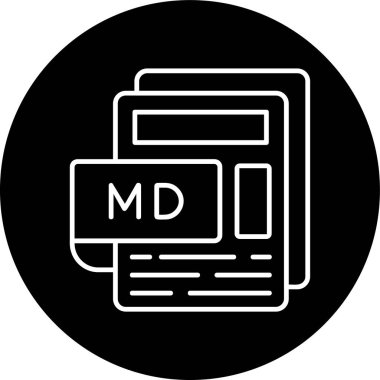 MD Dosya Satırı ters çevrilmiş çember. Web Kullanımı için Vektör İllüstrasyonu