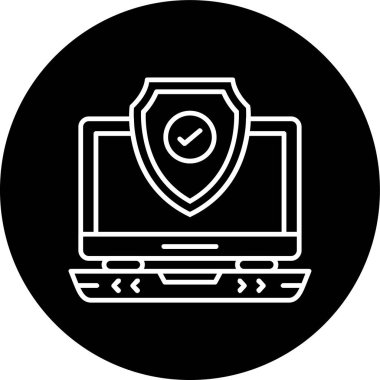 Laptop Line inverted circle. Vector Illustration For Web Use