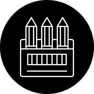 Renkli kalemler ters çevrilmiş daire. Web Kullanımı için Vektör İllüstrasyonu