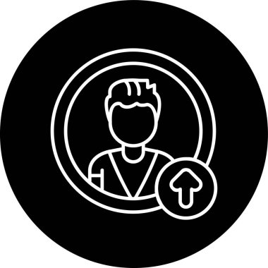 Profile Picture Upload Line inverted circle. Vector Illustration For Web Use