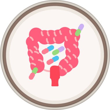 Bağırsak Bakterisi Yassı çıkartması. Web Kullanımı için Vektör İllüstrasyonu