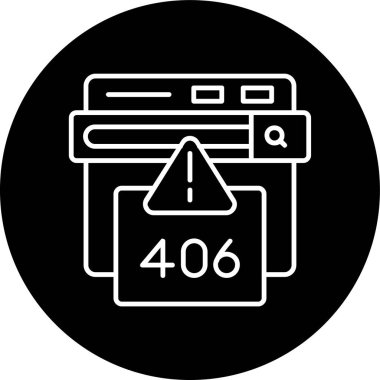 406 Hata Hatası ters çevrilmiş çember. Web Kullanımı için Vektör İllüstrasyonu