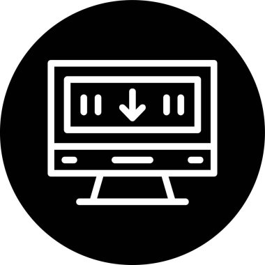 Desktop-arrow-down Line inverted circle. Vector Illustration For Web Use