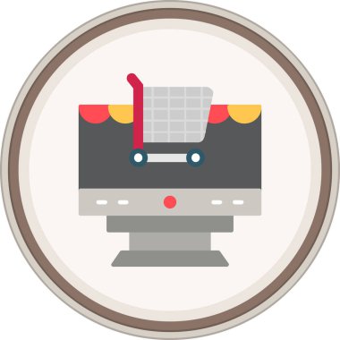 İnternetten alışveriş sitesi etiketi. Web Kullanımı için Vektör İllüstrasyonu