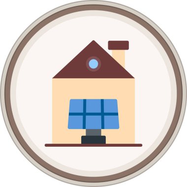 Güneş paneli düz çıkartması. Web Kullanımı için Vektör İllüstrasyonu