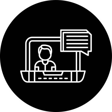 Live Chat Line inverted circle. Vector Illustration For Web Use