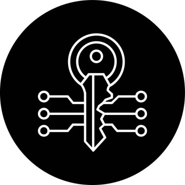 Electronic Key Line inverted circle. Vector Illustration For Web Use