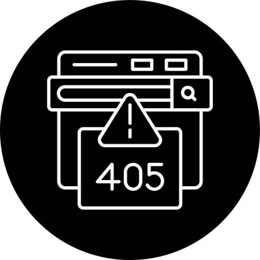 405 Hata Hatası ters çevrilmiş çember. Web Kullanımı için Vektör İllüstrasyonu